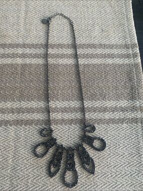 Liz Claiborne Gunmetal Gray Teardrop Statement Necklace Women Jewelry Rhinestone